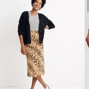 Madewell Silk Midi Slip Skirt in Tiger Stripe